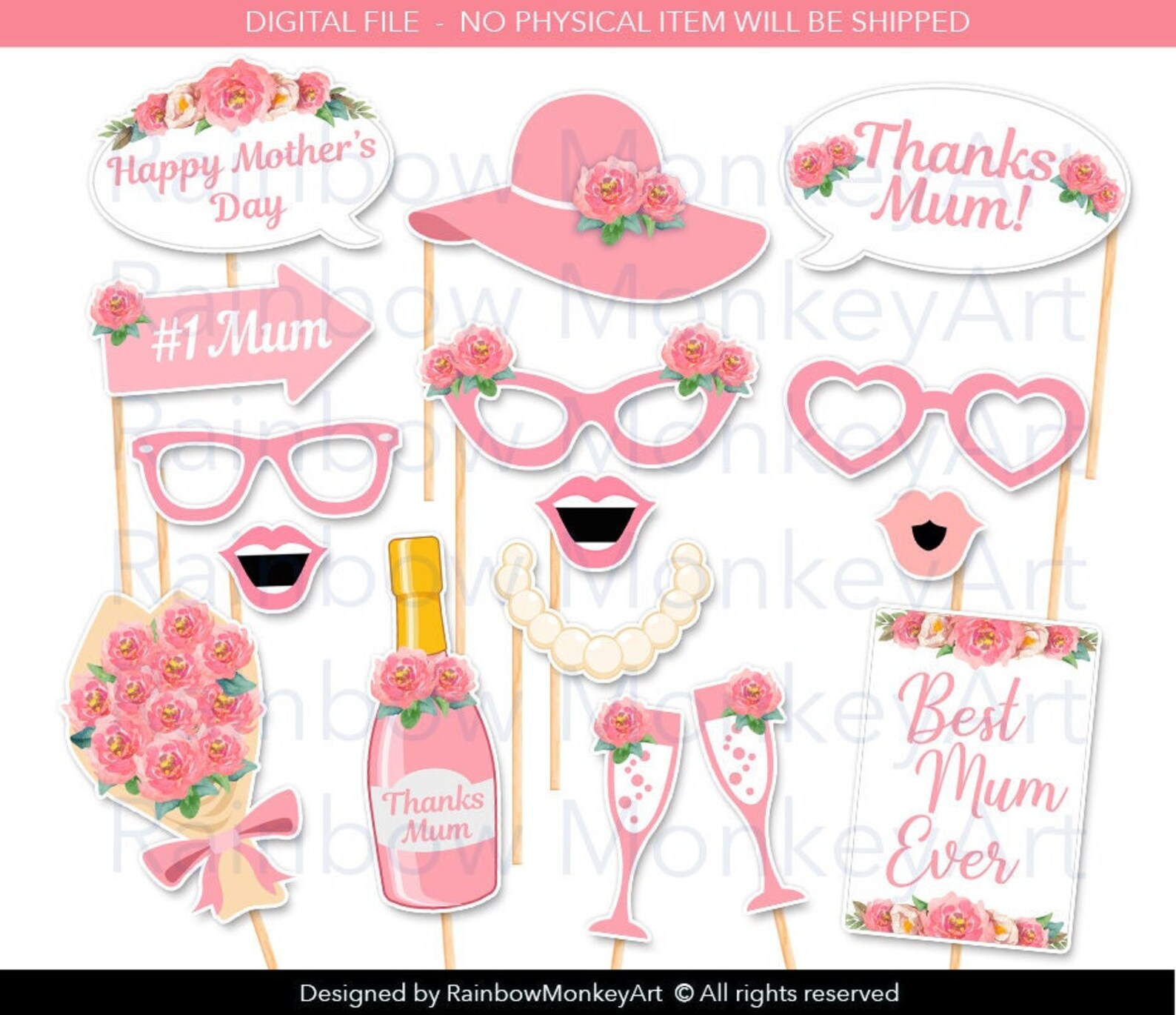 Printable Mother's Day Photo Booth Props mum Spelling Mother's Day