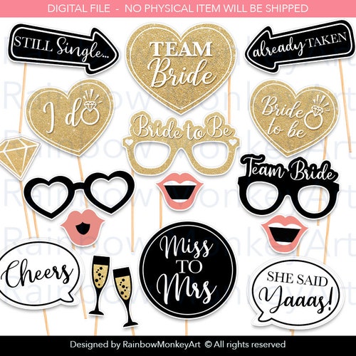 Printable Bridal Shower Photo Booth Props Hen Party - Etsy