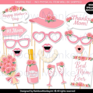 Printable Mother&#39;s Day Photo Booth Props - Mother&#39;s Day Photobooth Props - Mother&#39;s Day Printable Props - Mother&#39;s Day Props