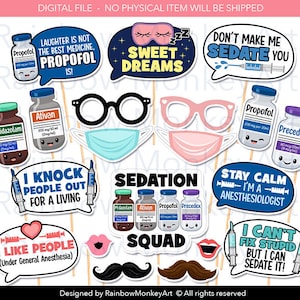 Printable Anesthesiology Photo Booth Props - Funny Anesthetic Puns - Medical Photobooth Props - Anesthesiologist Props - Nurse Anesthesia