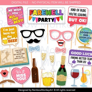 Coworker Leaving Party Photo Booth Props: 23 Printable Designs (Digital Download)