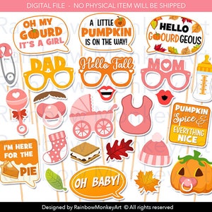 Fall Baby Shower Photo Booth Props: 25 Piece Printable Set (Digital Download)