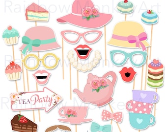 Tea Party Photo Booth Props - Printable Tea Party Photo Booth Props - Little Girl Tea Party Printable Props - Tea Party Printable