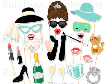 Printable Wedding Photo Booth Props - Teal Party Props - Bridal Shower Photobooth Props - Photobooth Props - Breakfast Party Props