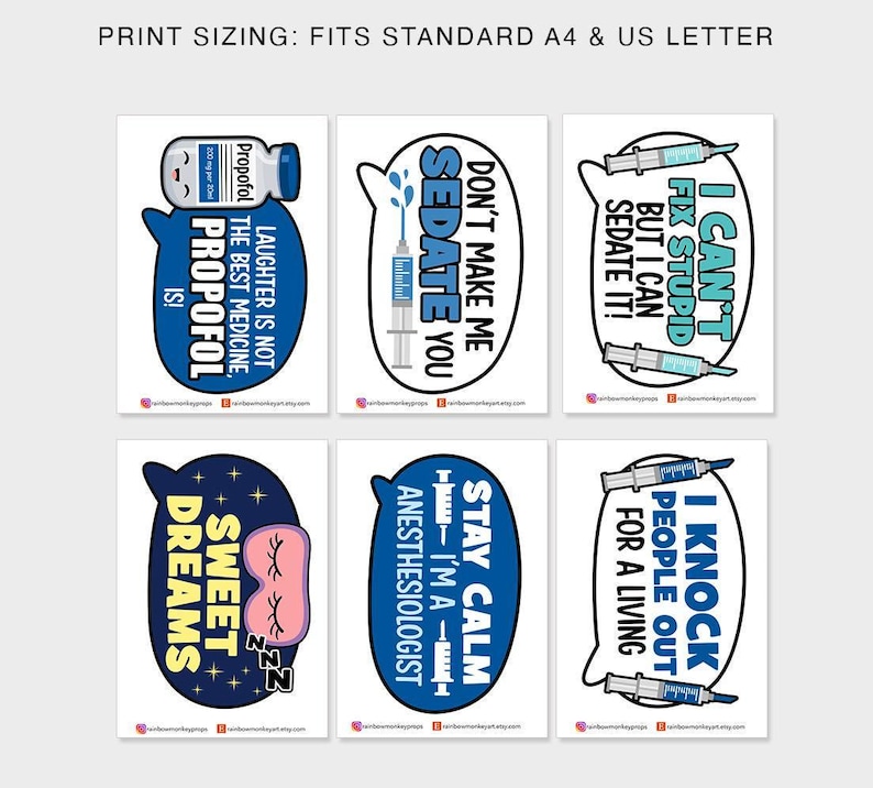 Anesthesiology Photo Booth Props | Funny Medical Puns (Digital File) image 4