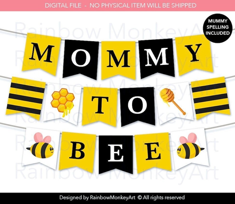 Printable Mommy to Bee Bunting Flags Bee Baby Shower Party - Etsy