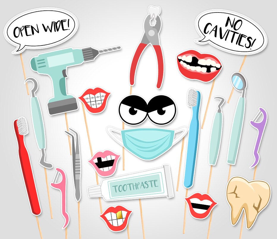 Printable Dentist Photo Booth Props First Dental Dentist Etsy Canada