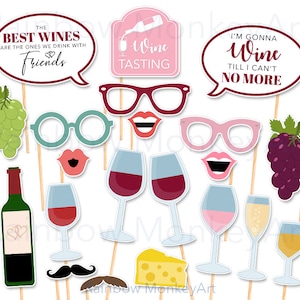 Wine Tasting Photo Booth Props: Hen Party, Bachelorette (Digital Download)
