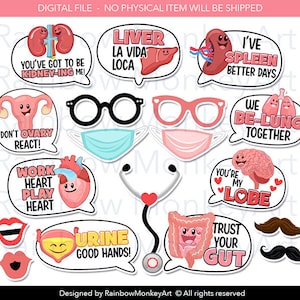 Funny Anatomy Puns Photo Booth Props (Digital Download)