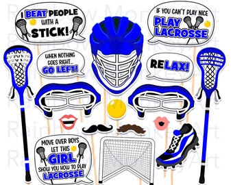 Printable Lacrosse Photo Booth Props - Lacrosse Photobooth Props - Lacrosse Props - Lacrosse Sports Props - Lacrosse Props  Royal Blue White