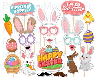 Accesorios para fotomatón de Pascua: Imprimibles para fiestas de primavera (Descarga digital)