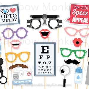 Printable Optometrist Photo Booth Props - Optometrist Photo Booth Props - Medical Photobooth Props - Eye Doctor PhotoBooth Props