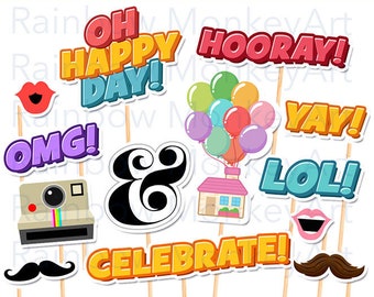 Wedding Photo Booth Props: Bachelorette Party Set (Digital Download)