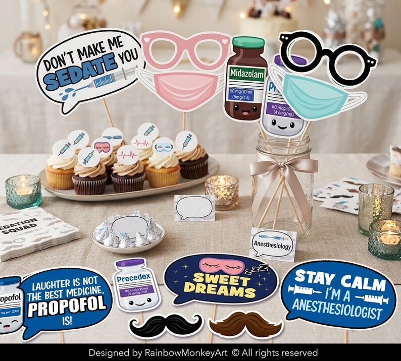 Anesthesiology Photo Booth Props | Funny Medical Puns (Digital File) image 3