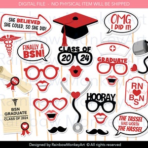 Printable RN BSN Nurse 2024 Graduation Photo Booth Props Nurse ...