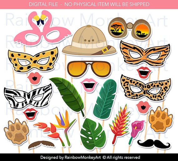 Printable Safari Animals Photo Booth Props Wild Cats - Etsy