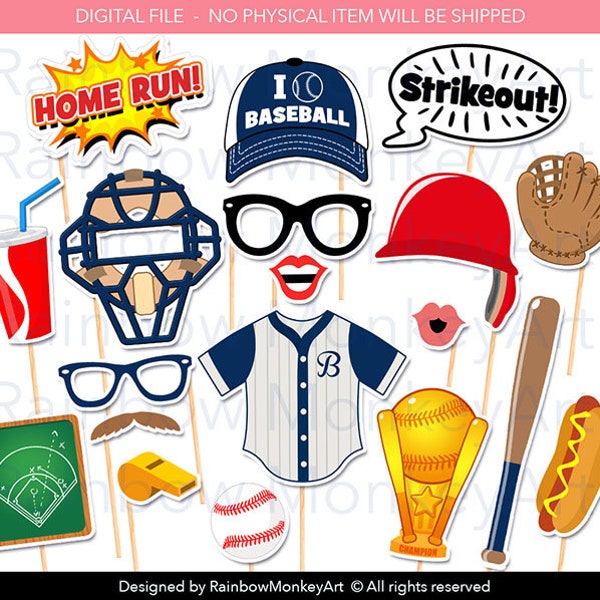 Printable Baseball Photo Booth Props - Baseball Photobooth Props - Baseball Props - Baseball Sports Props - Sports Props  Baseball Party