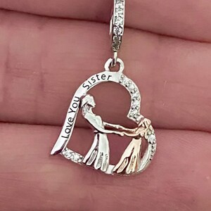 Love You Sister Charm 925 Sterling Silver, Sisters Charm, Sister Gift Pendant Charm