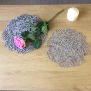 Hand crochet 100% linen doily, napkin, lace decor,center piece
