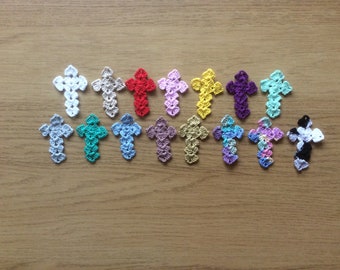 Crochet cross,Christening favors,Baptism gift,Crochet cross ornament,Crosses appliqué,Easter ornament,