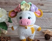 Crochet Cow,Crochet Toy,Crochet Plush Cow,Amigurumi Toy,Birthday Gift, Farm Animal