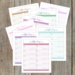 Queen Bee Professional Size Enchanted Forest Color Scheme Printable Gift Log - Half Legal Size Printable Gift Log - Printable Gift Tracker
