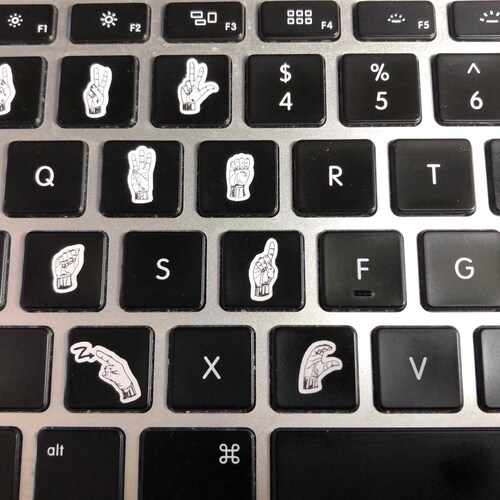 37 Asl Alphabet Keyboard Stickers Sign Language Stickers Etsy