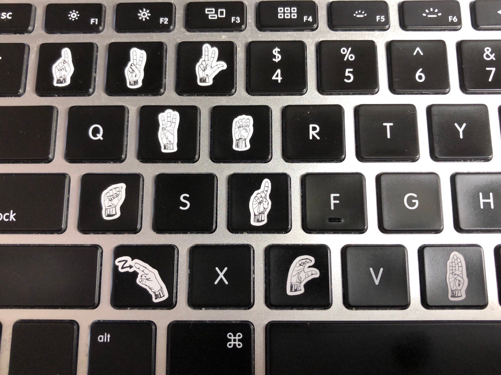 37 Asl Alphabet Keyboard Stickers Sign Language Stickers Etsy