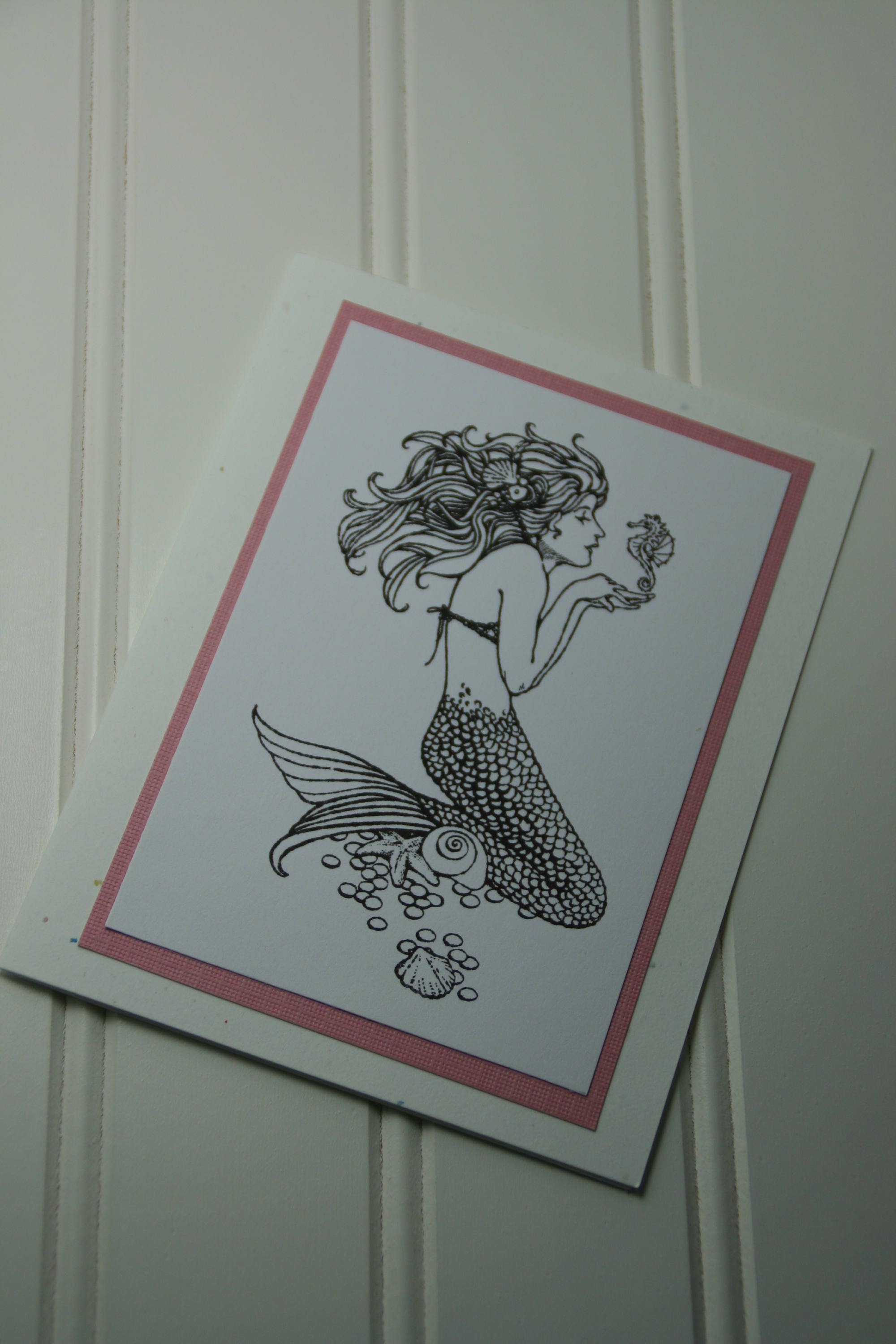 color your own mermaid card birthday card greeting card etsy