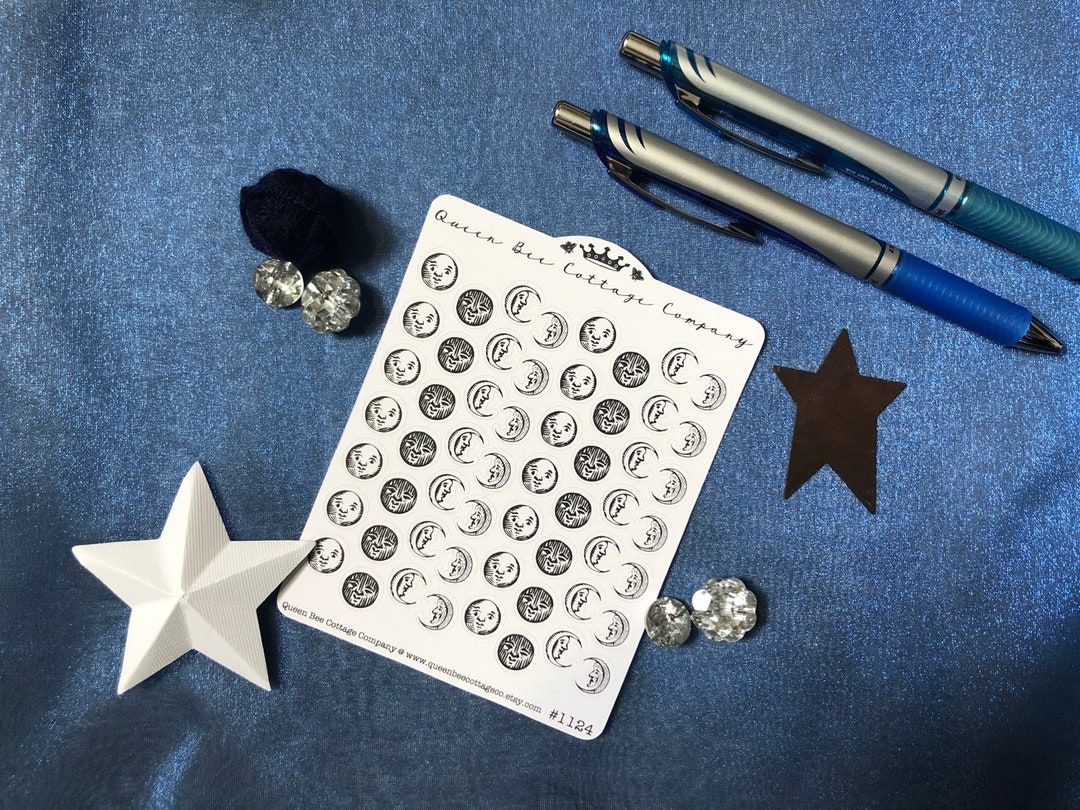 QB #1124 || 56 Assorted Phases of the Moon Stickers