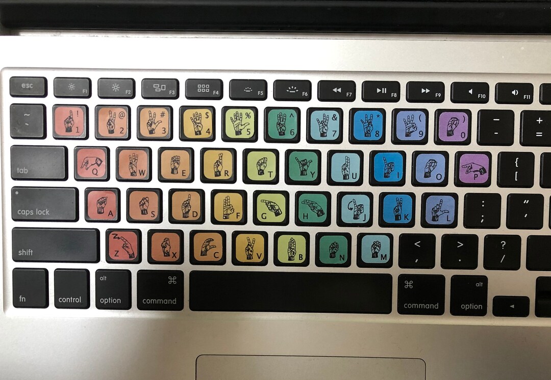 QBCC 8099 Rainbow Colored ASL Keyboard Stickers With English Letters