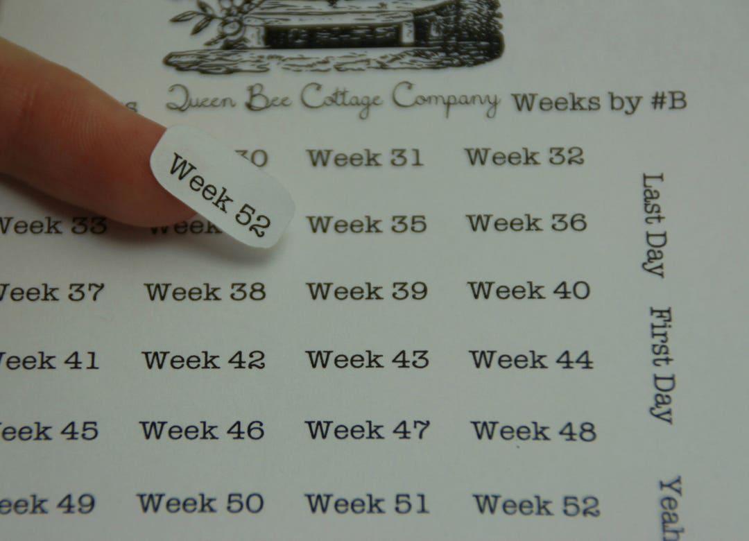 Week Numbers Stickers 31 Assorted Weeks by Number Stickers Set 2 - Etsy