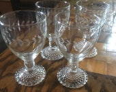 Crystal Glasses - Four Vintage Anchor Hocking Hobnail Pattern Boopie Crystal Glasses
