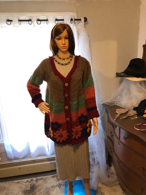 Beautiful Crochet Handmade Cardigan - Size M-L - image 10