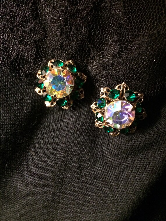 Vintage Rhinestone Earrings - Hollywood Glam Styl… - image 3