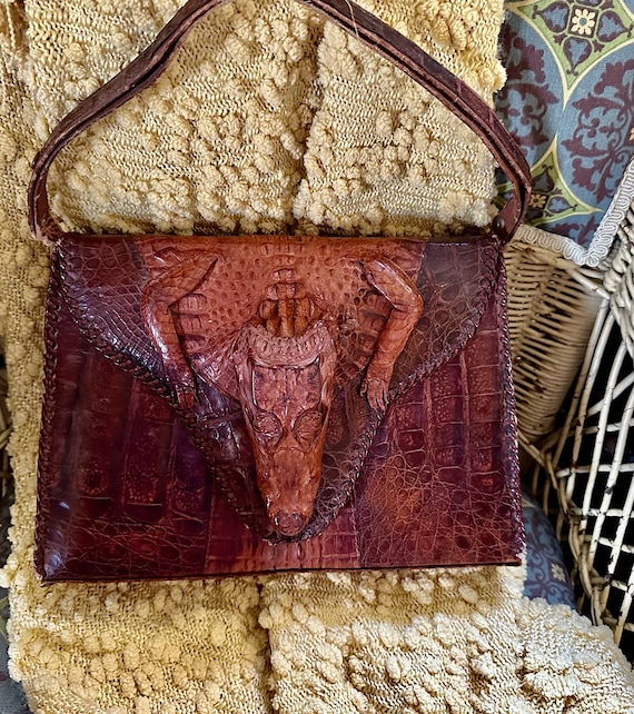 Vintage Leather Alligator Handbag