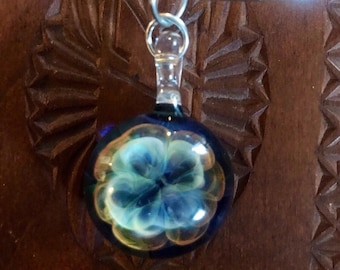 Locally Handmade and Hand Fired Art Glass Pansy Pendant Necklace - Flower Design - Bohemian Necklace