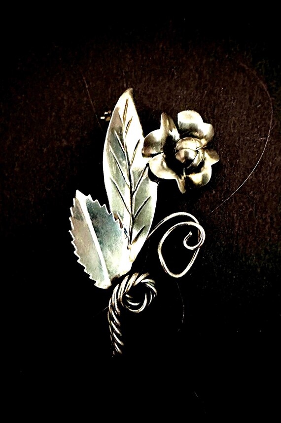 Vintage Sterling Hand Made Flower Pin Brooch - image 1