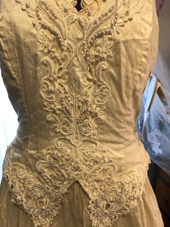 Vintage Jessica McClintock Silk Wedding Dress - S… - image 10