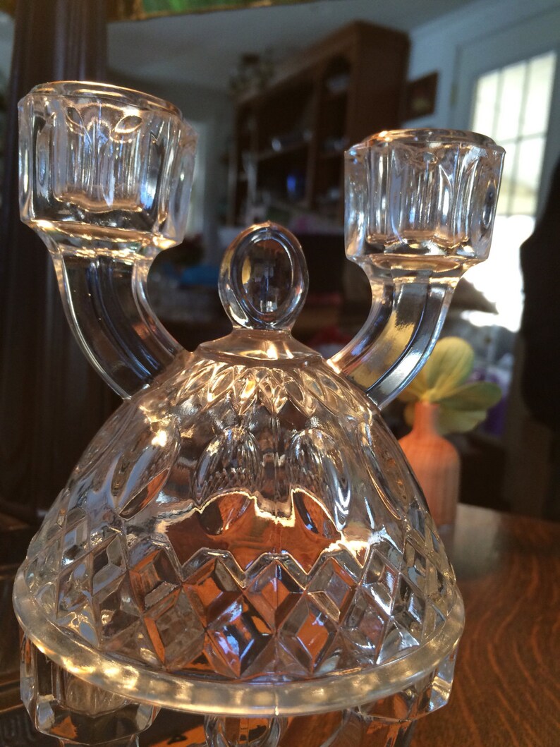 Vintage Imperial Glass 1940's Double Candle Holders Etsy