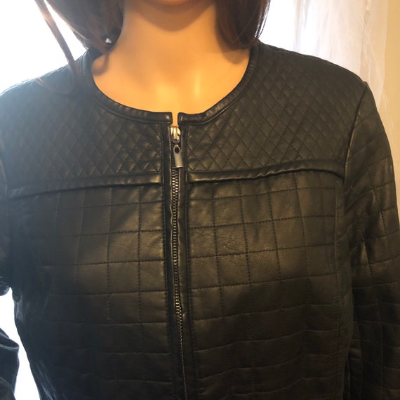 Joan Rivers Black Quilted Faux Leather Jacket - L… - image 8