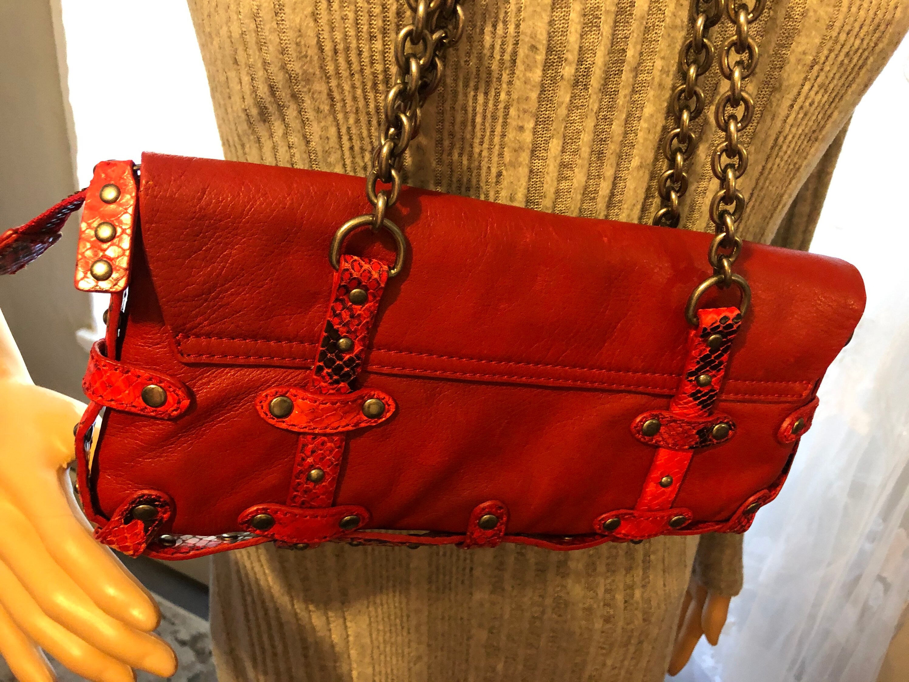 Cynthia Rowley Large Red Leather Shoulder Satchel Handbag Cynthia Rowley Women main image 2