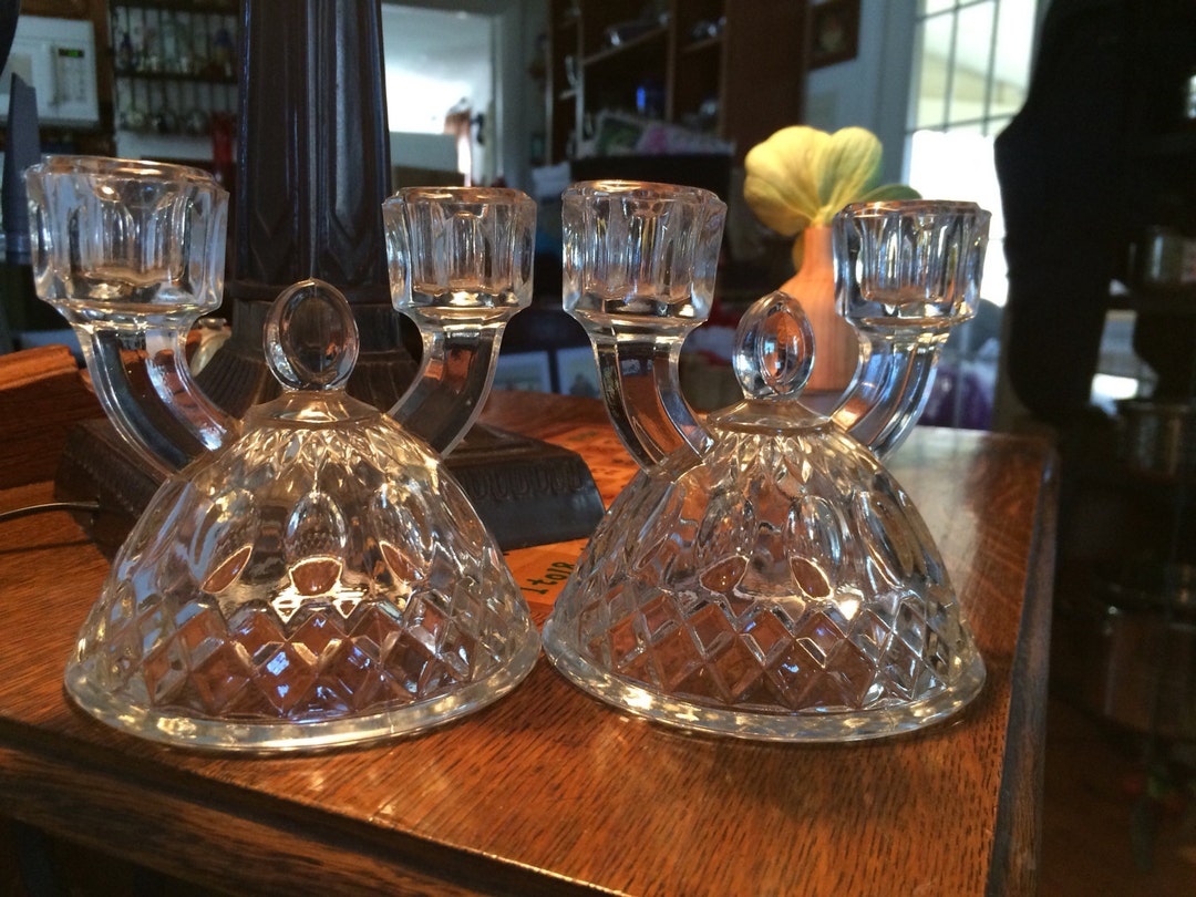 Vintage Imperial Glass 1940's Double Candle Holders Etsy