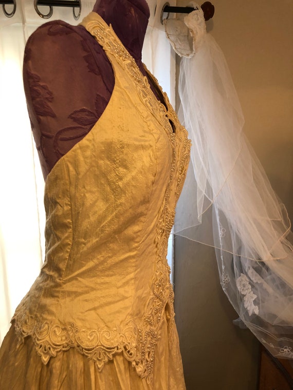 Vintage Jessica McClintock Silk Wedding Dress - S… - image 3