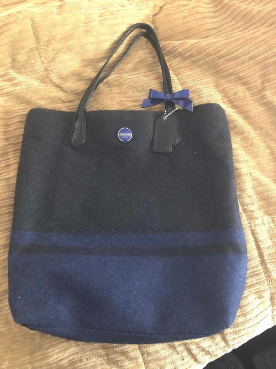 Coach Signature Stripe Wool Tote Handbag Etsy UK