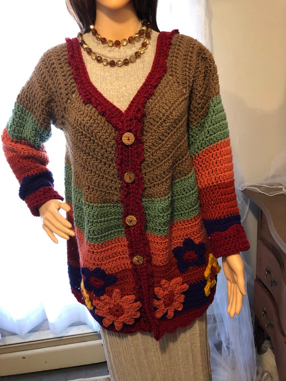 Beautiful Crochet Handmade Cardigan - Size M-L - image 8