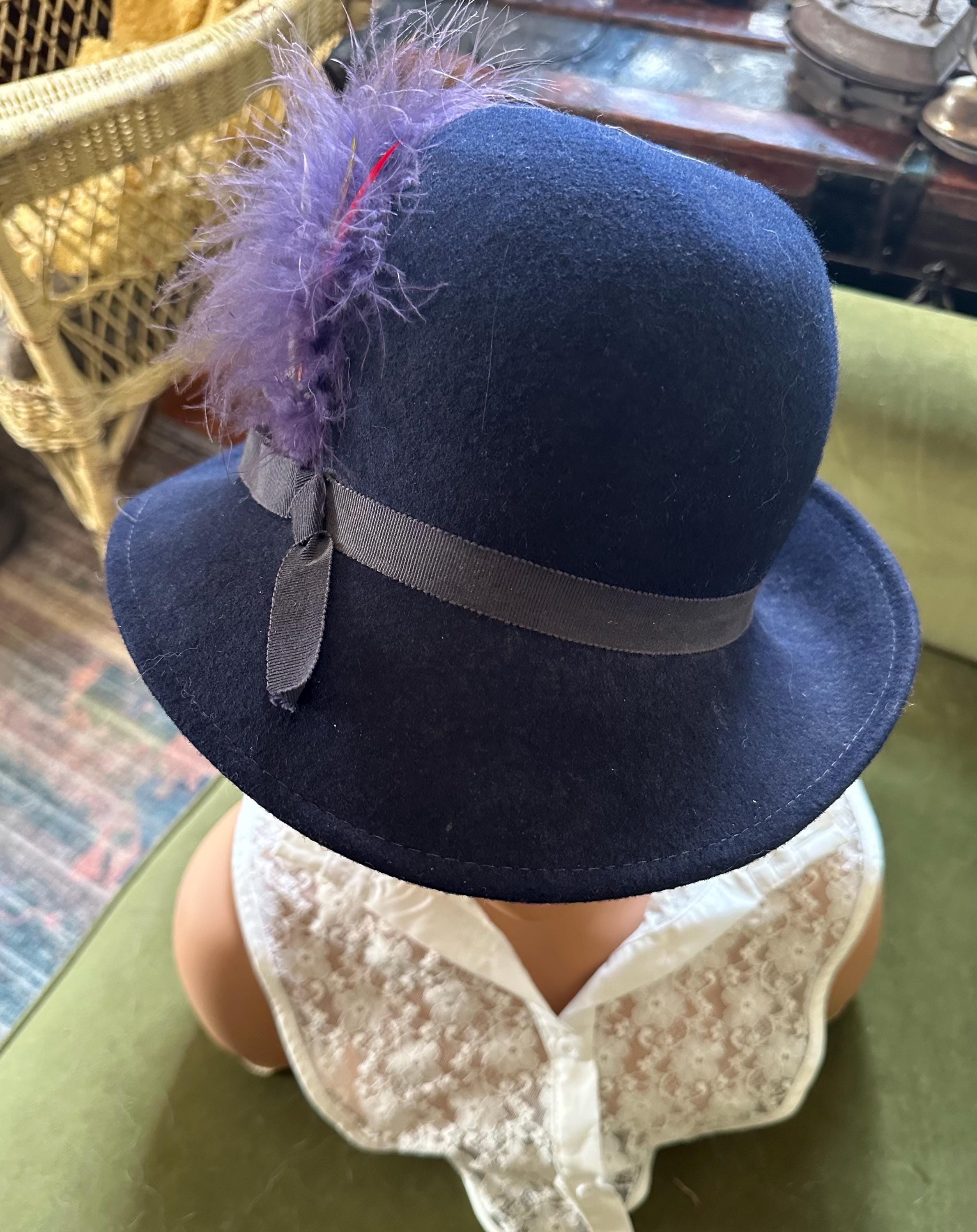 Bollman Womens Blue Cloche Hat Wool Sequins Feather Sparkle Party Cloche Blue 100% Wool Hats for Women for sale | eBay main image 4