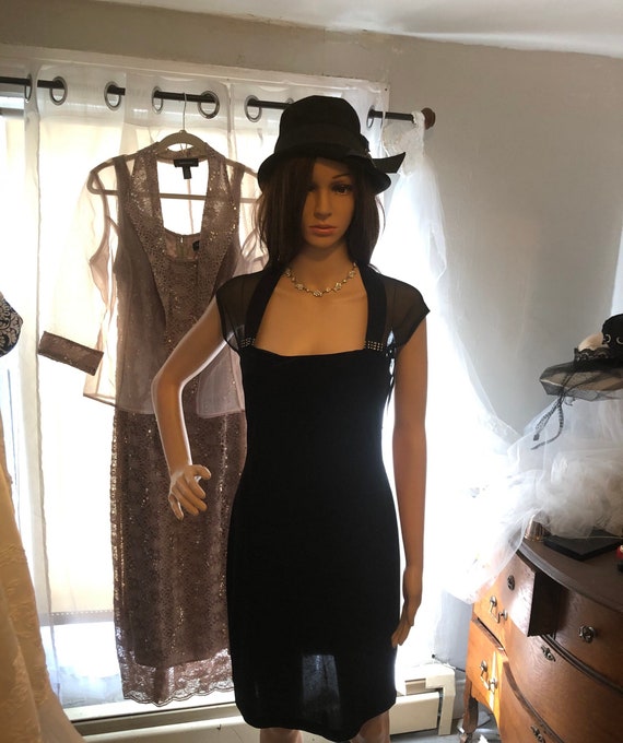 Connected Apparel Black Velvet Dress - Size 6