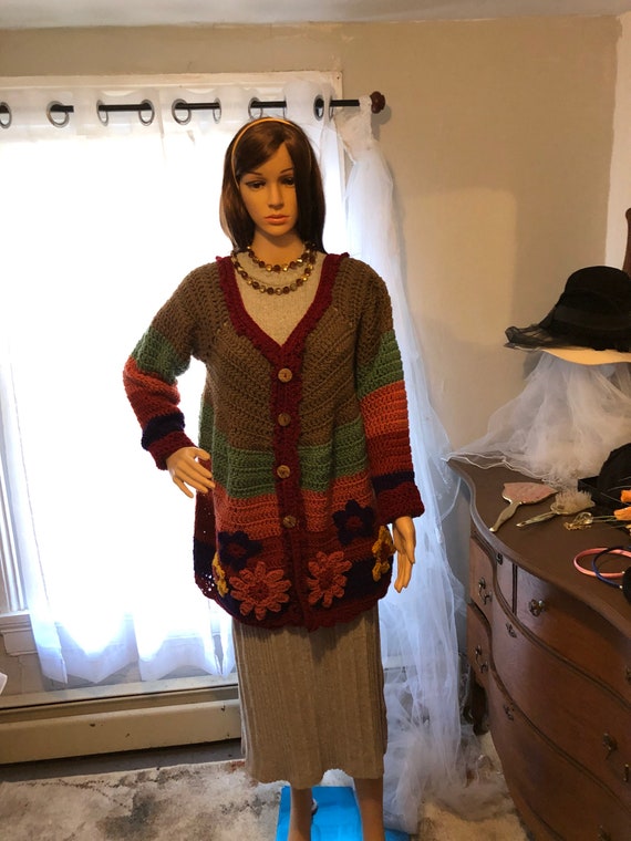 Beautiful Crochet Handmade Cardigan - Size M-L - image 7