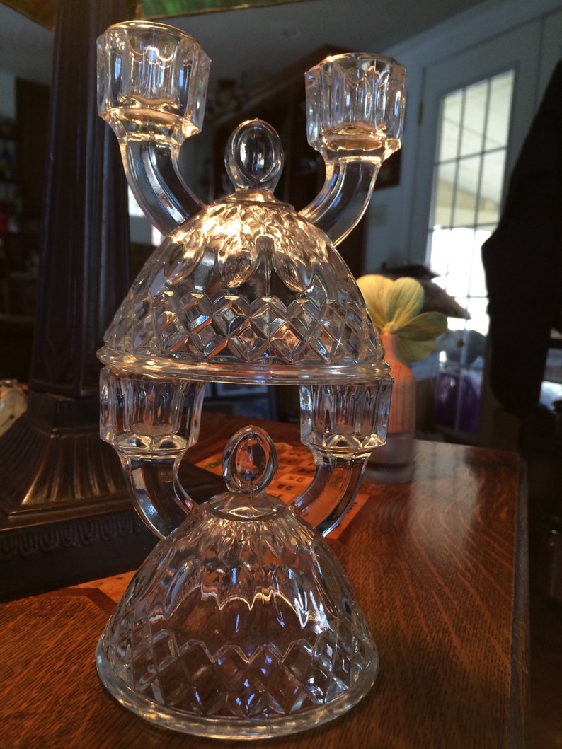 Vintage Imperial Glass 1940's Double Candle Holders Etsy